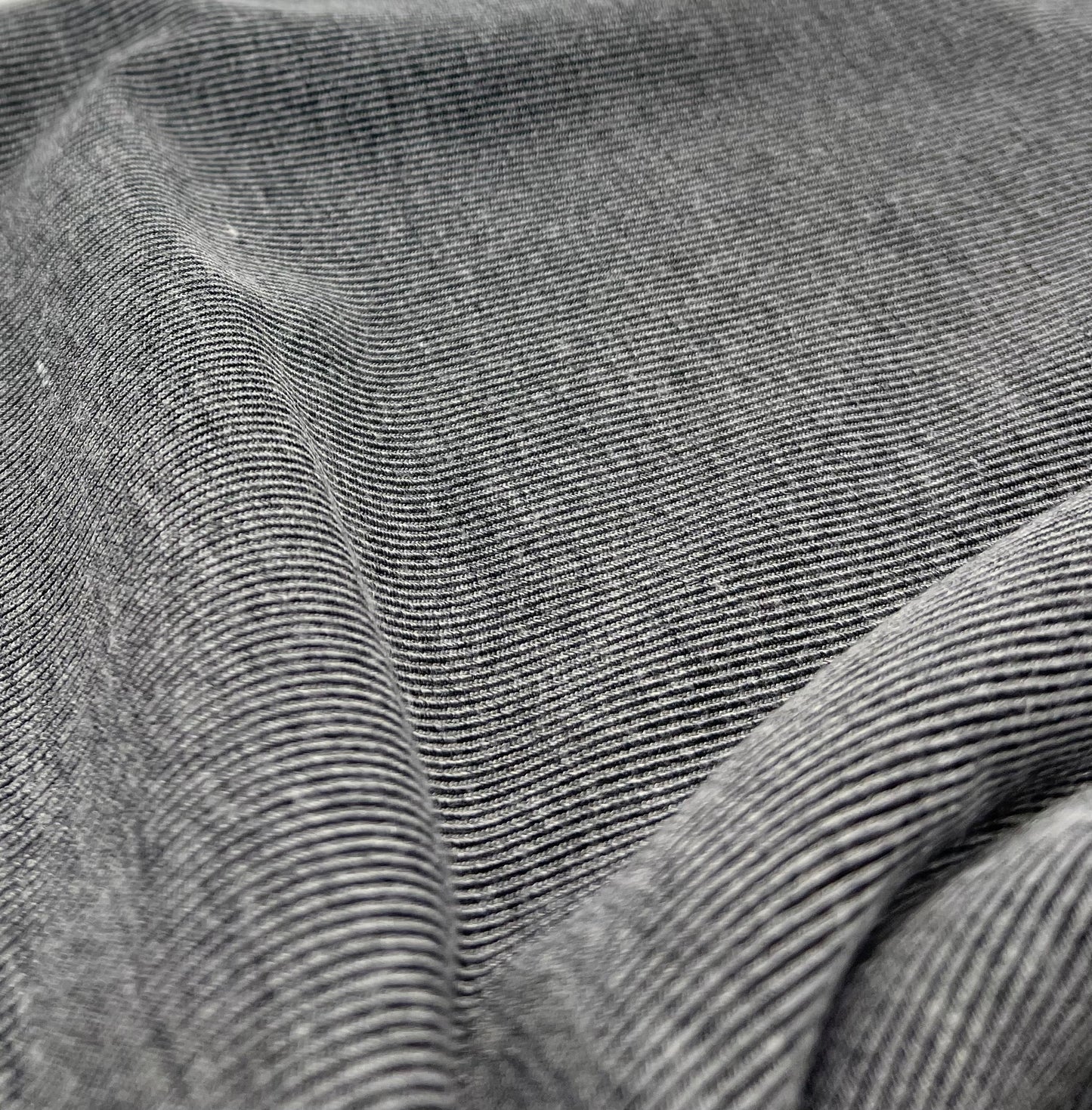 Grey Black Fine Rib Stretch Fabric