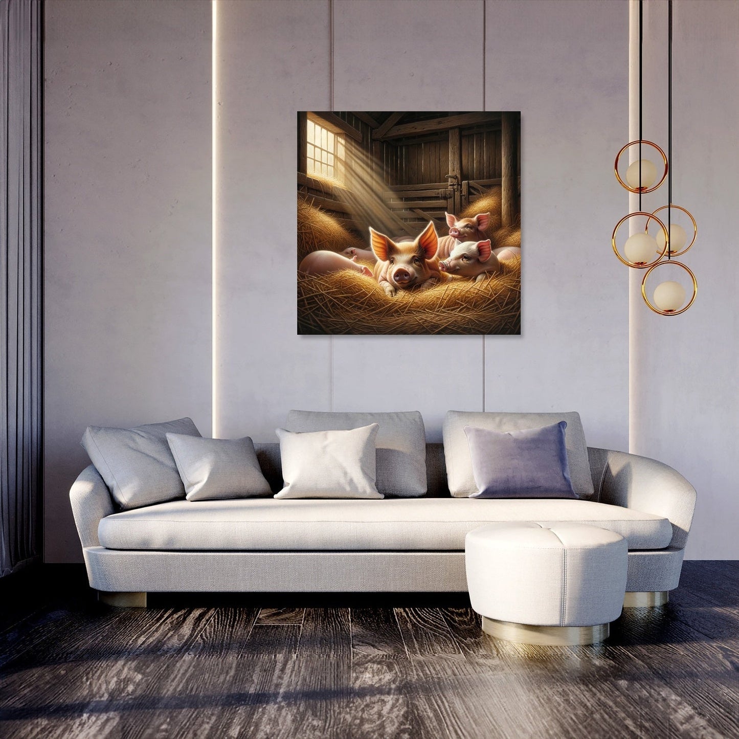 Cozy Barn Pigs Canvas