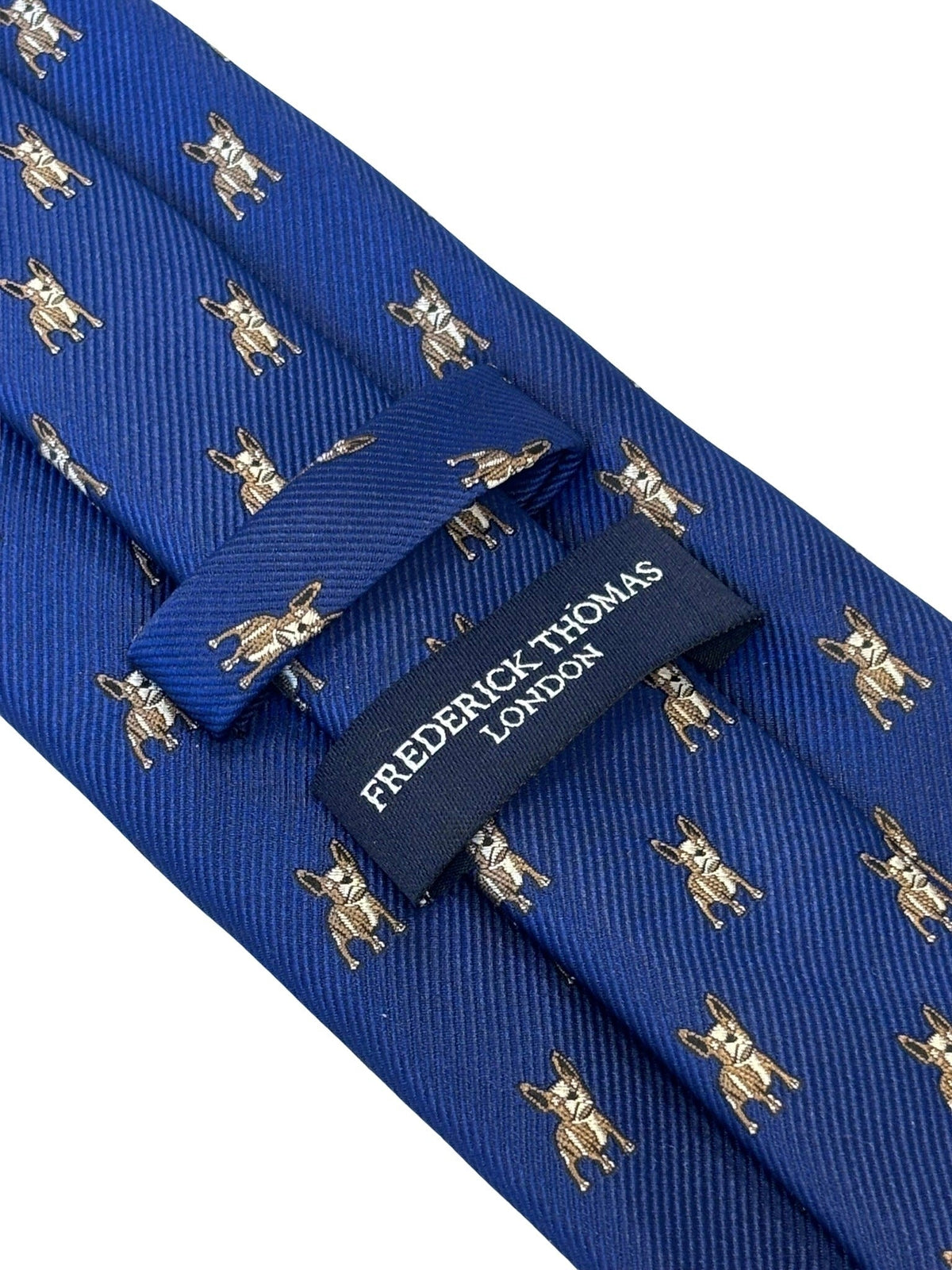 royal blue tie with french Bulldog design