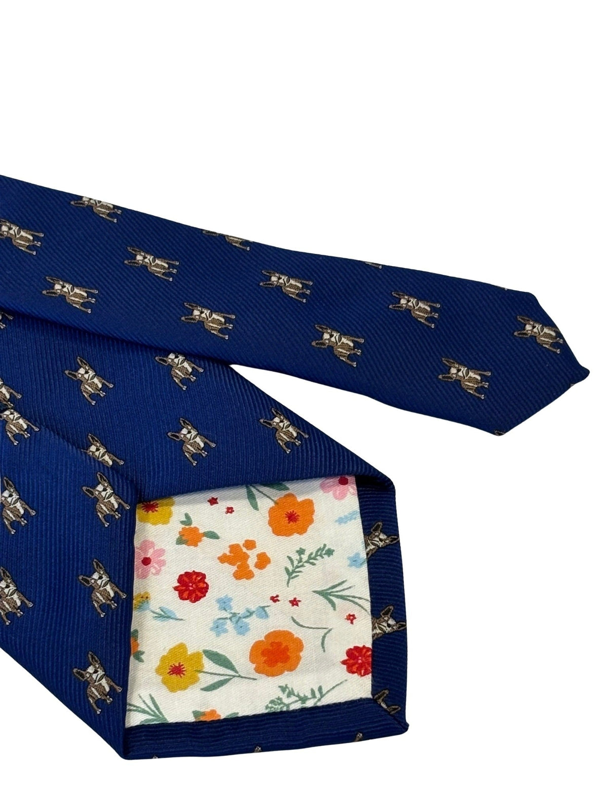 royal blue tie with french Bulldog design