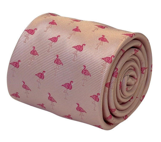light baby pink tie with flamingo design