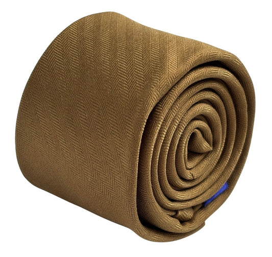 golden brown herringbone  cotton tie