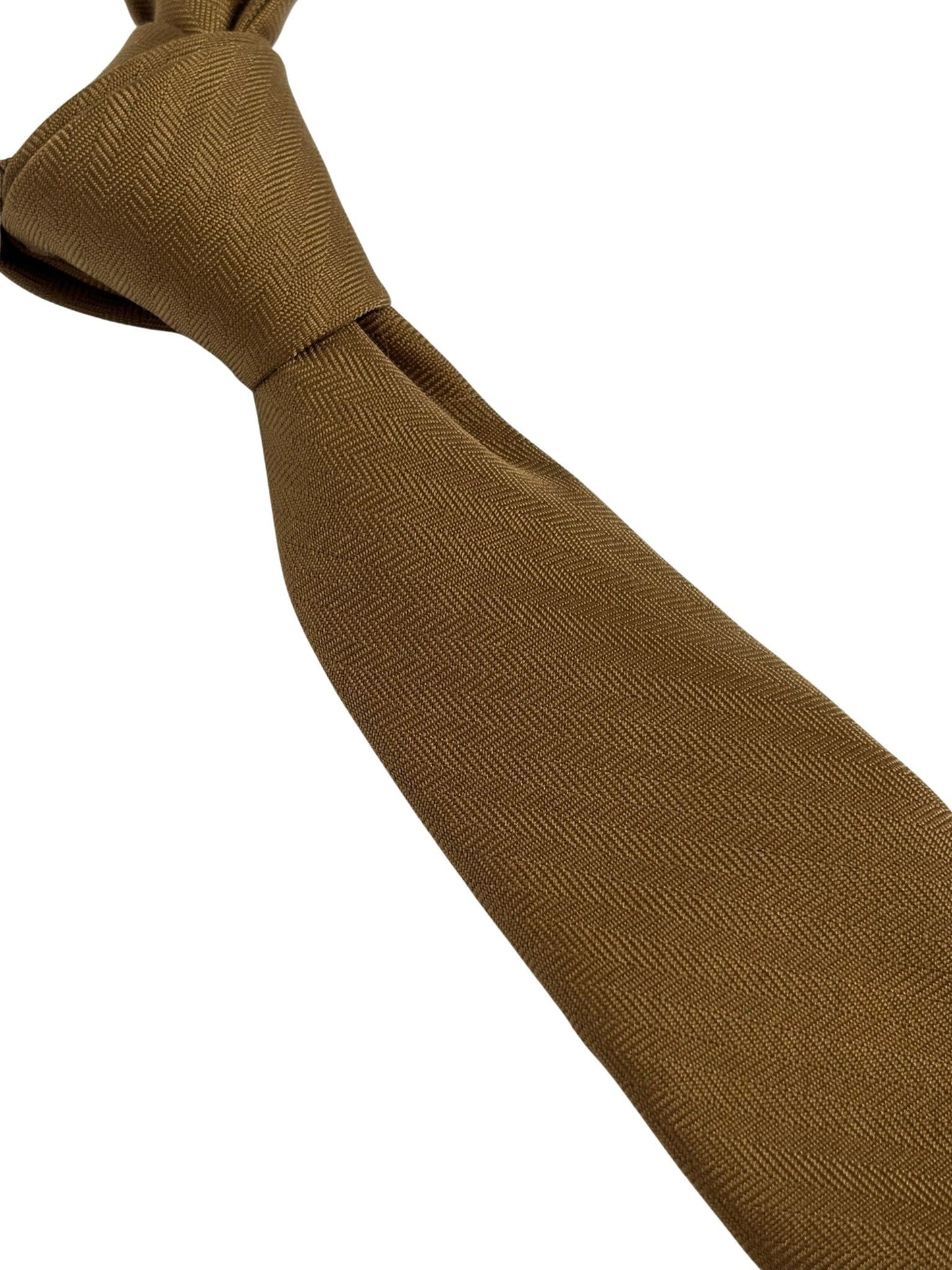 golden brown herringbone  cotton tie