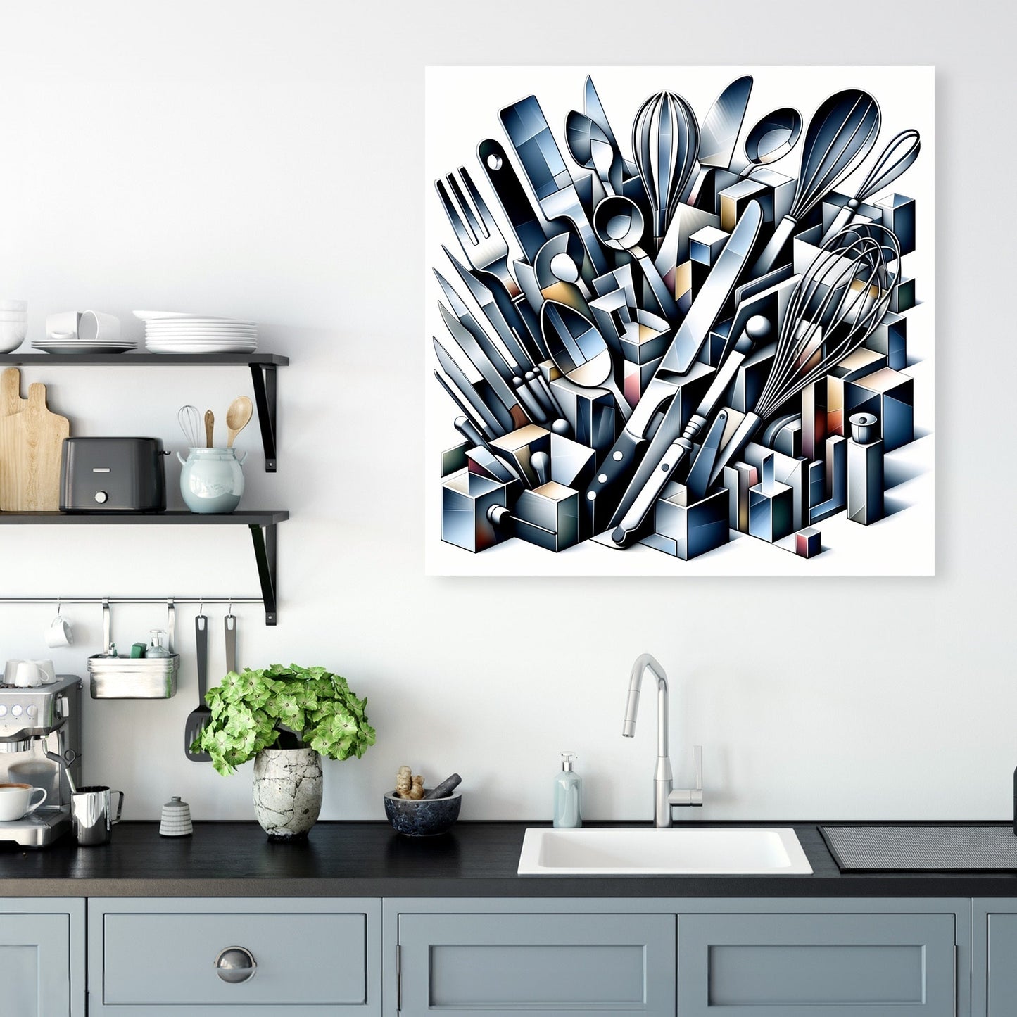 Cubist Kitchen Symphony Canvas