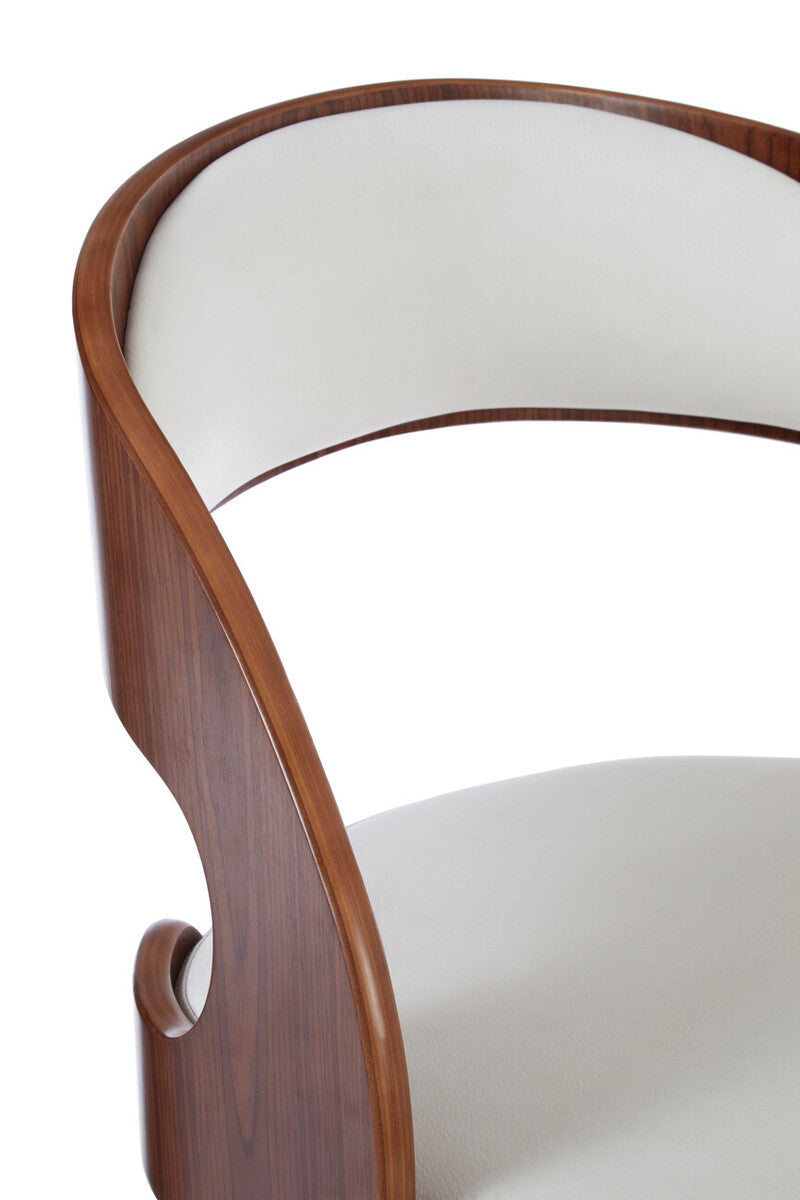 White Leather Effect Chair with Curved Back | Parkar
