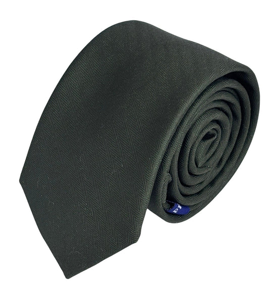 khaki army dark green  cotton tie with herringbone design