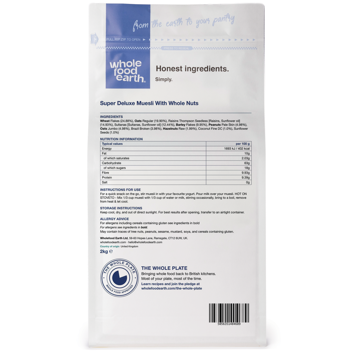 Super Deluxe Muesli With Whole Nuts - A Blend of Flakes with Dried Fruit, Nuts & Seeds
