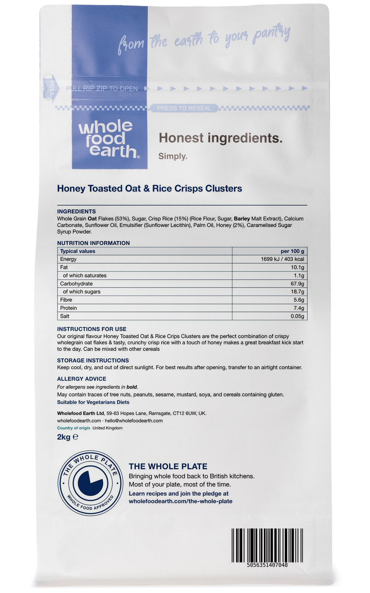 Honey Toasted Oat & Rice Crisps Clusters