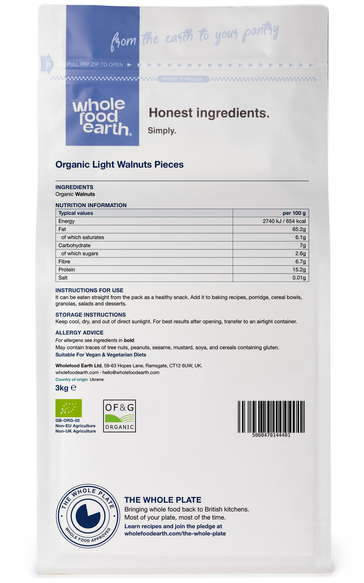 Organic Light Walnuts Pieces