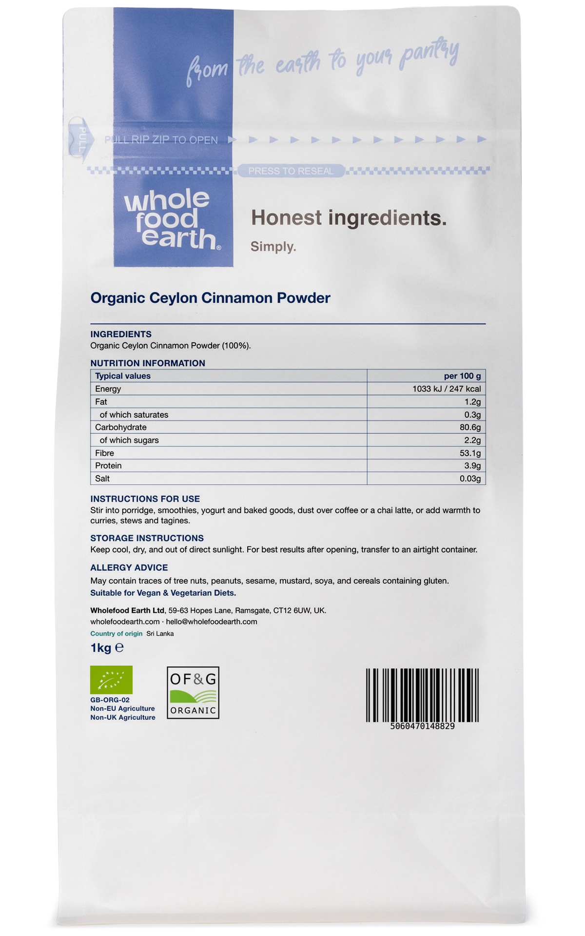 Organic Ceylon Cinnamon Powder (True)