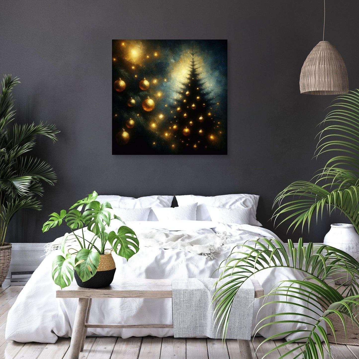 Golden Memory Christmas Tree Canvas