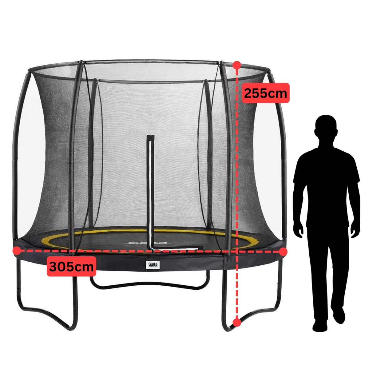 10ft Salta Black Round Comfort Edition Trampoline with Enclosure
