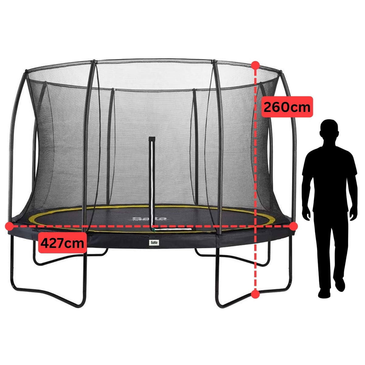 14ft Salta Black Round Comfort Edition Trampoline with Enclosure