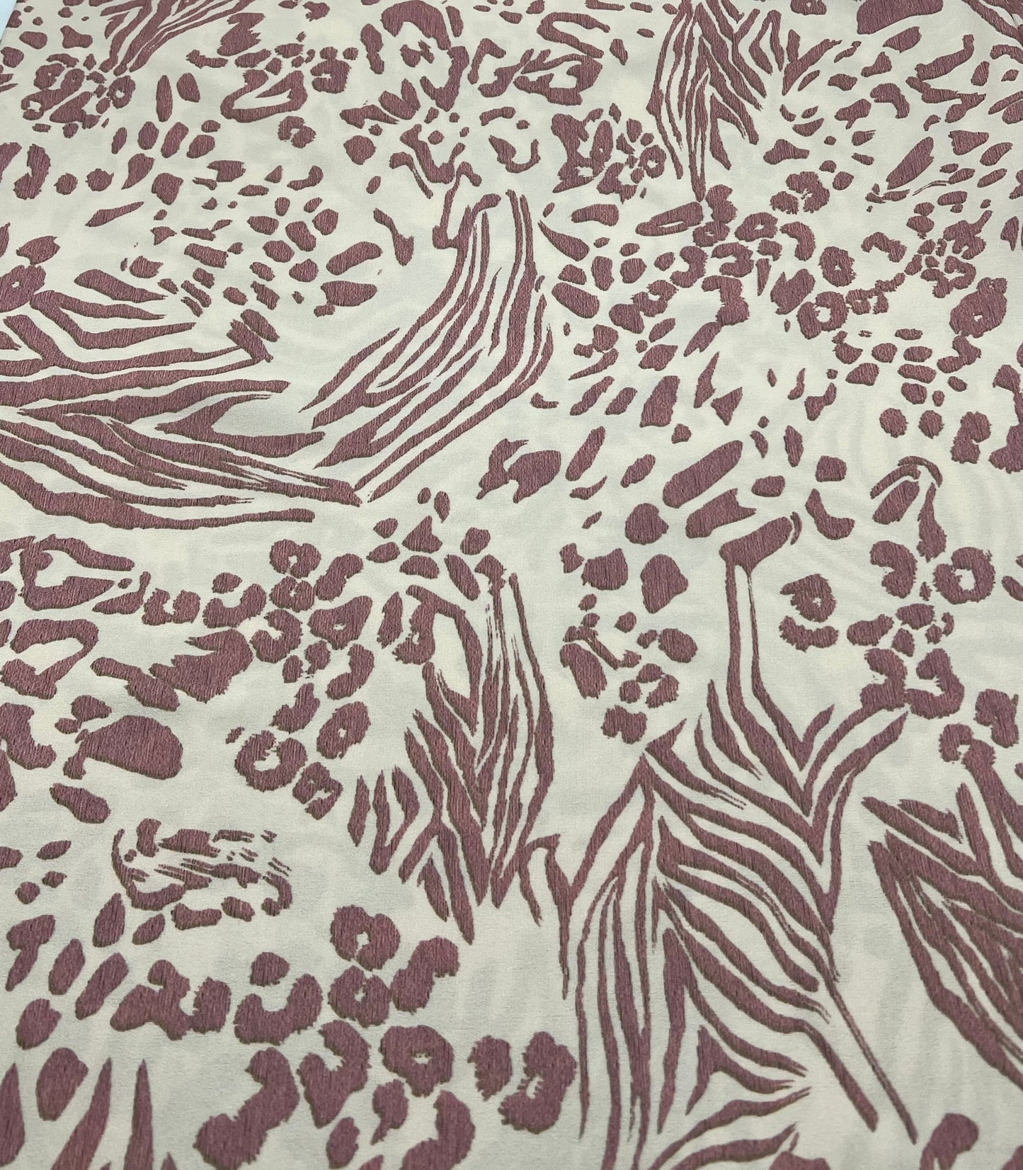 Cream Pink Animal Print ITY Fabric 2 Way Stretch