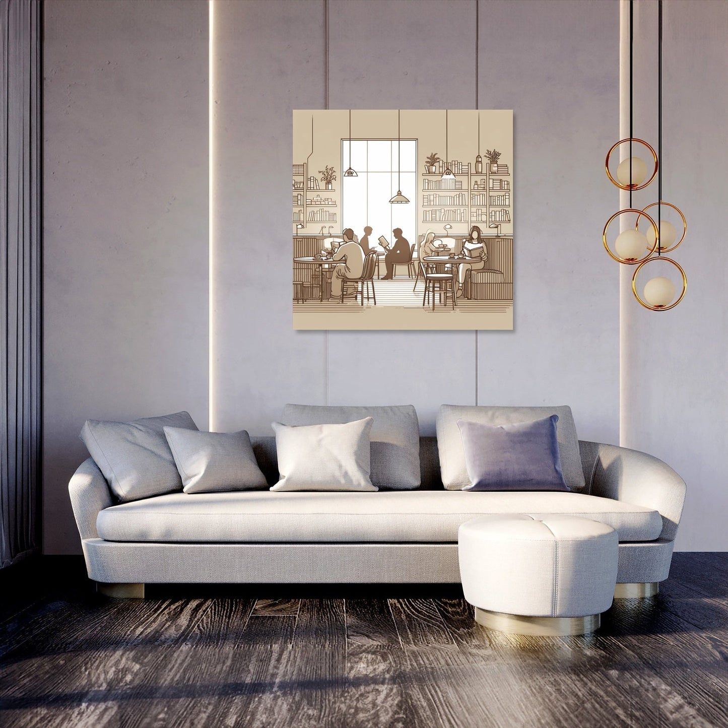 Literary Cafe in Muted Shades Canvas