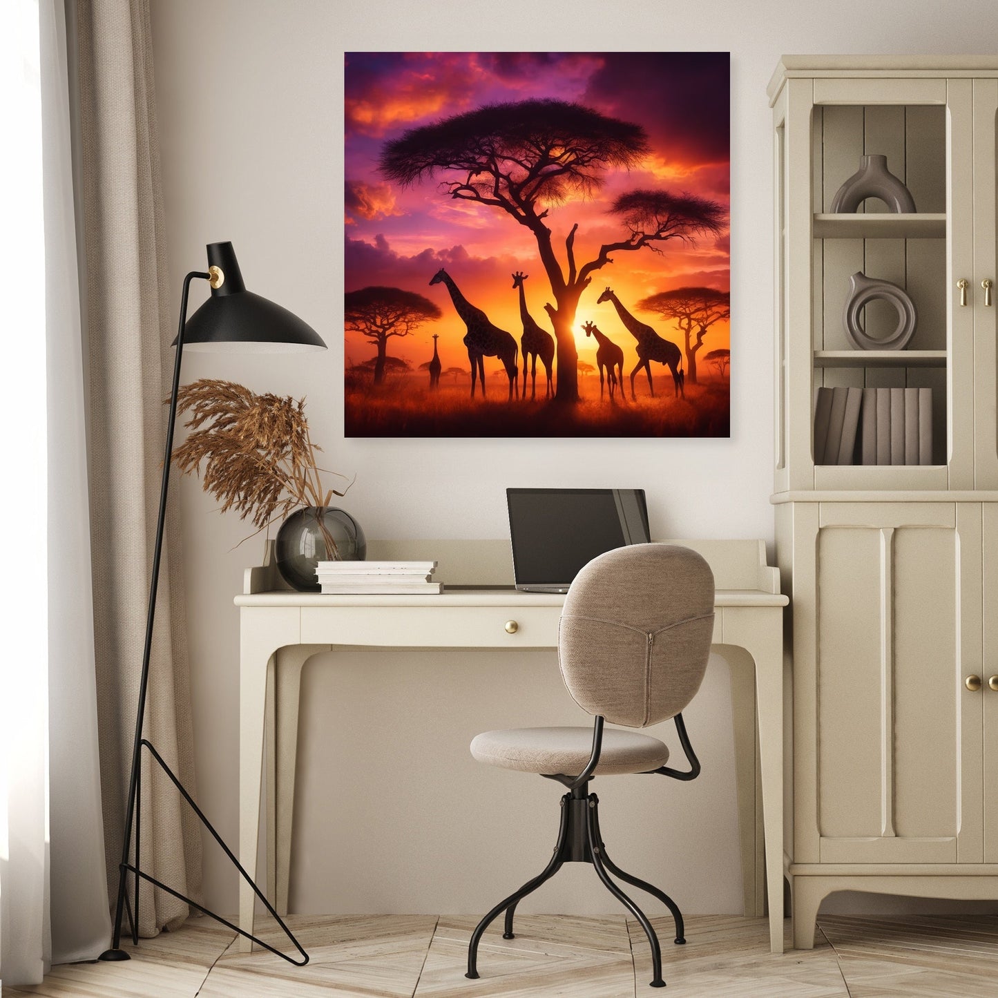 Sunset Giraffes Canvas