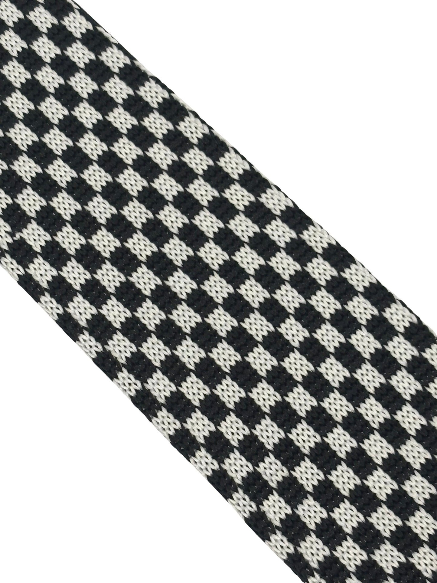 knitted tie with black and white check design