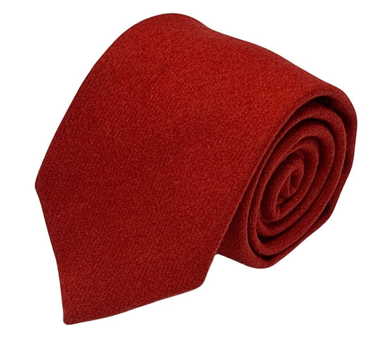 100% wool mens tie in orange burnt copper terracotta