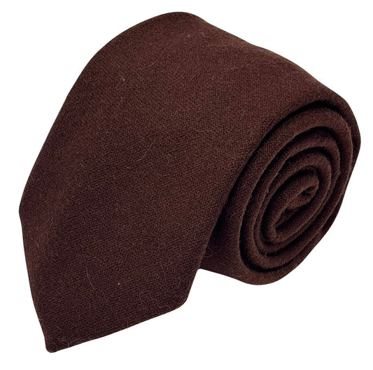 100% wool mens tie in dark chocolate brown