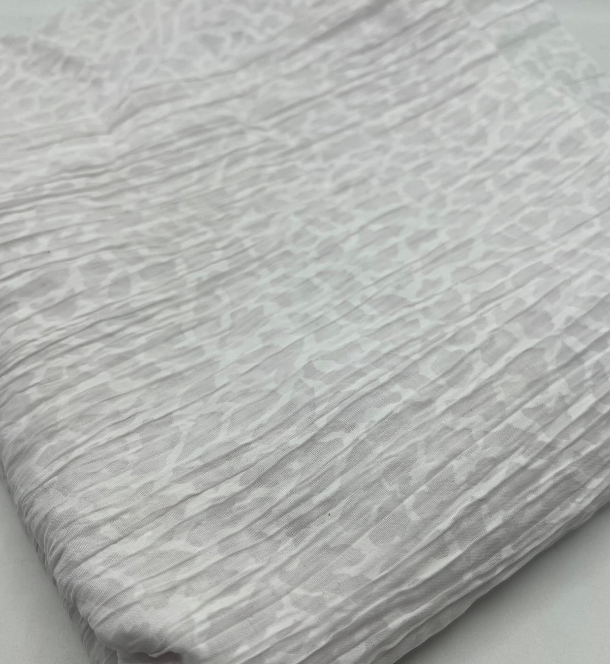 White Animal Crinkled Lightweight Non Stretch Woven Fabric