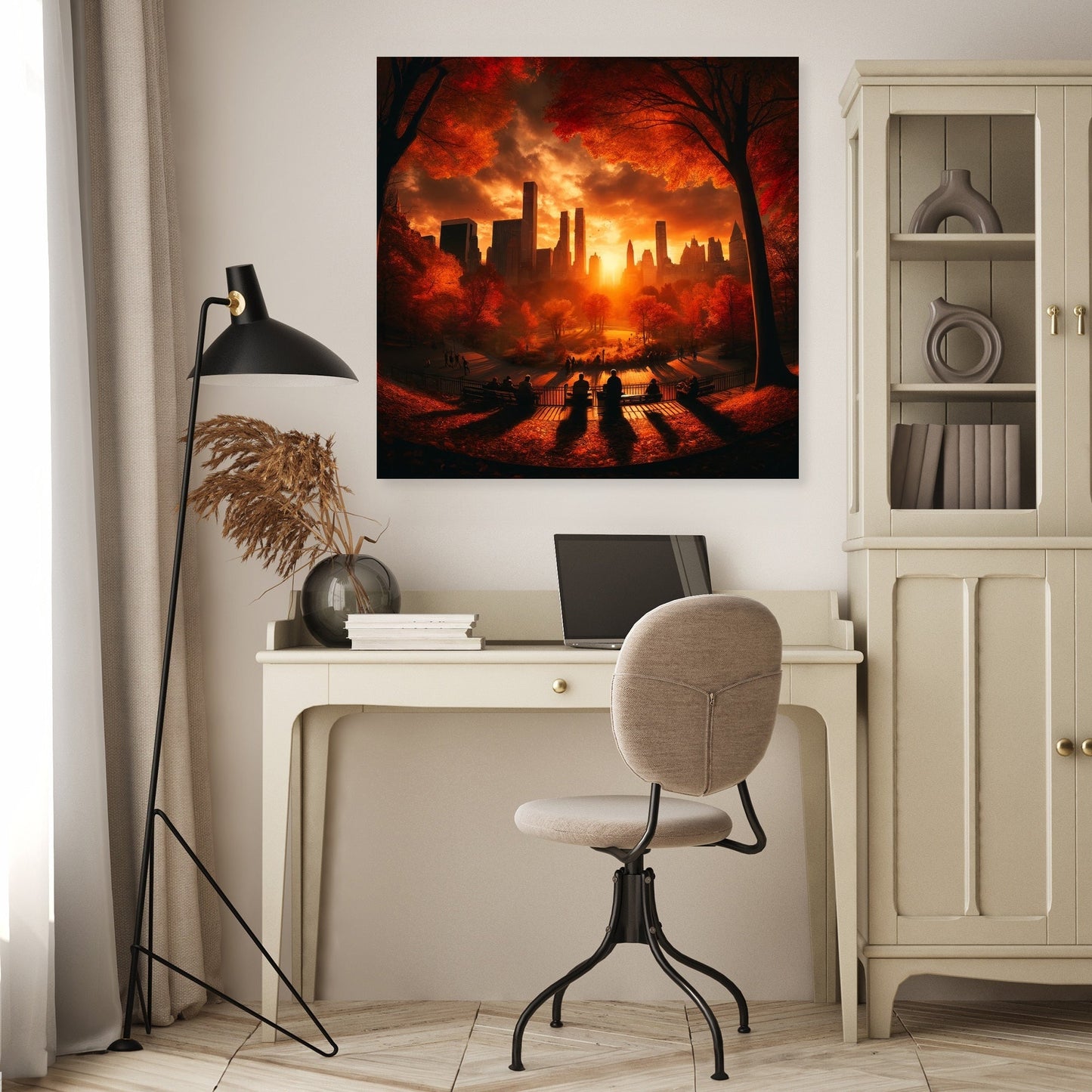 Autumn Sunset Silhouettes Canvas