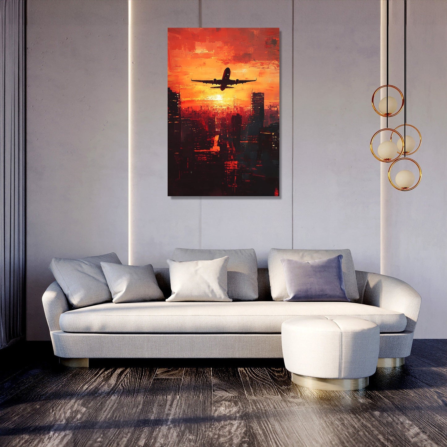 Airplane Sunrise Silhouette Canvas
