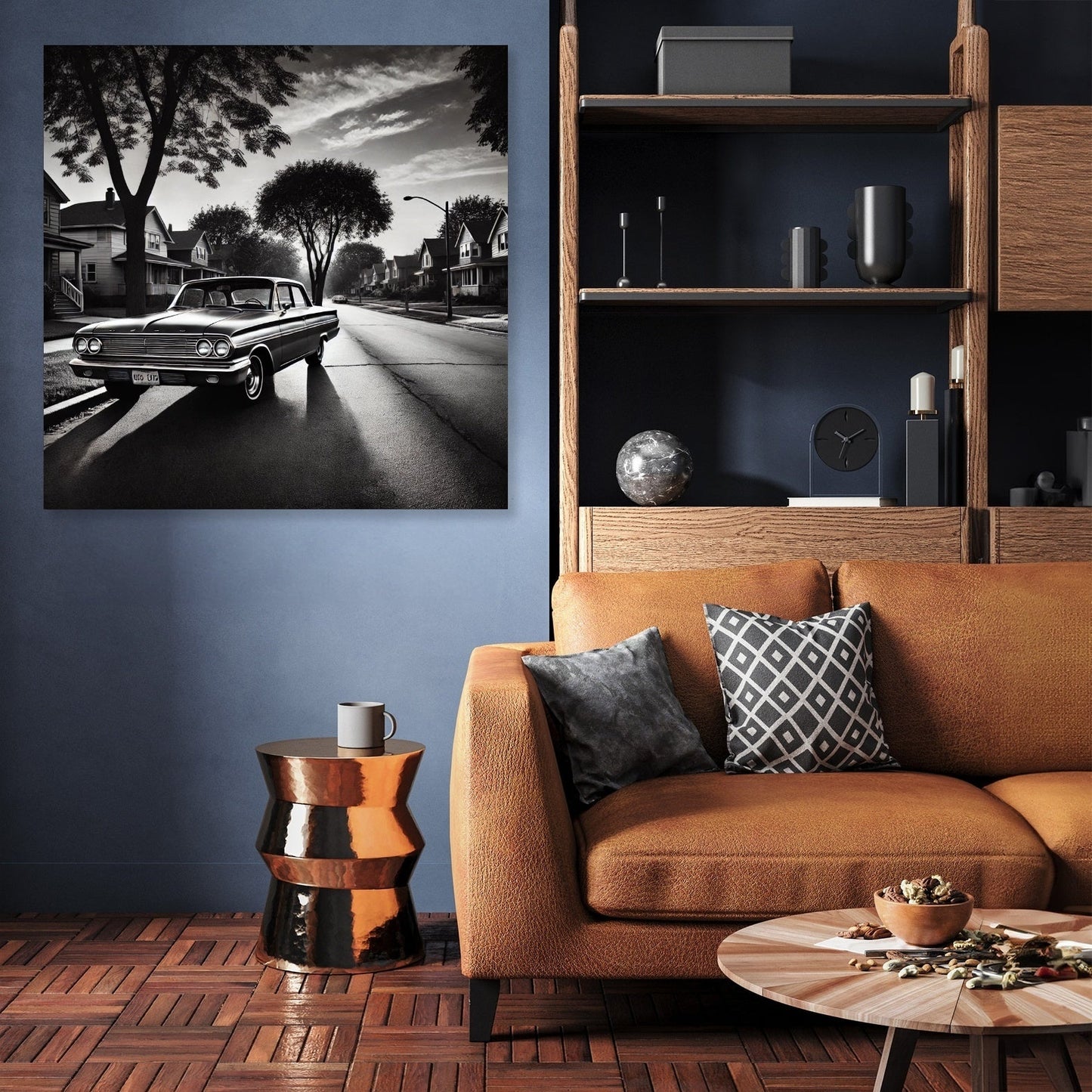 Nostalgic Suburban Drive Canvas