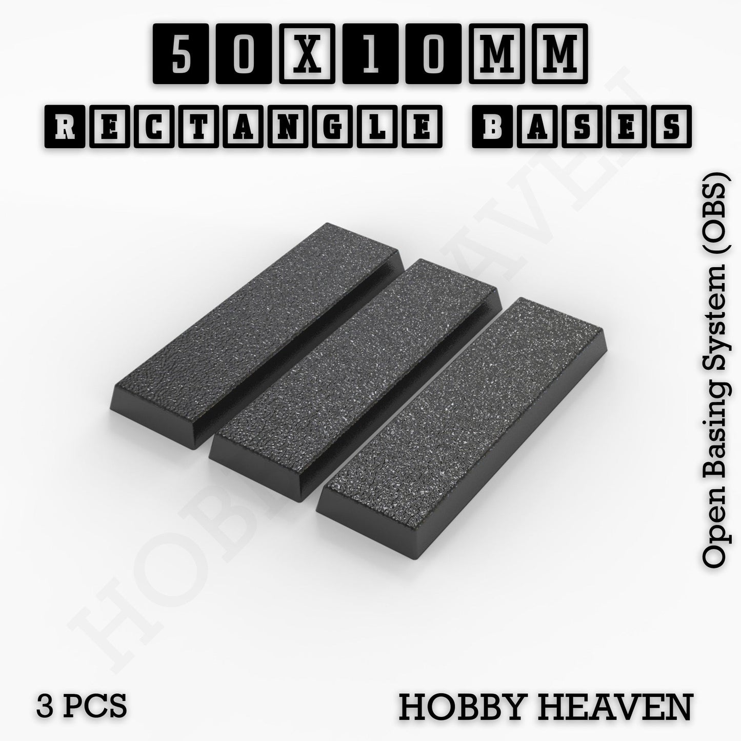 Rectangle Bases Small Sizes - 20x15mm to 75x25mm and up to 60x50mm Wide - 3D Print Tabletop Games