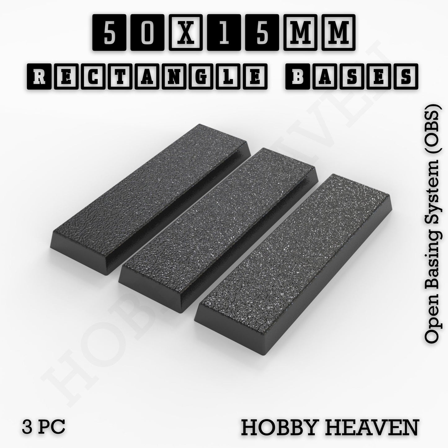 Rectangle Bases Medium Sizes - 75x30mm to 125x40mm and up to 100x90mm Wide - 3D Print Tabletop Games