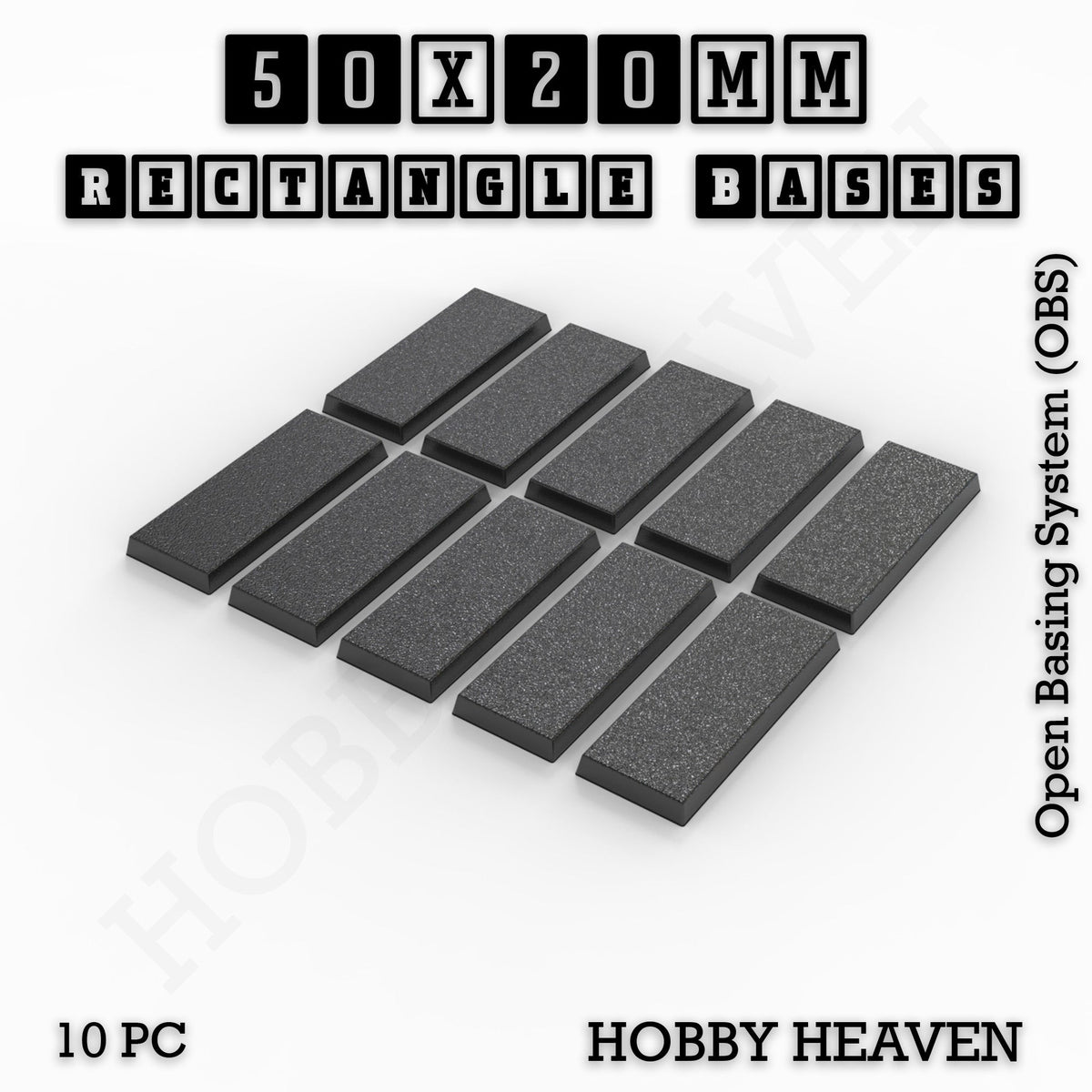 Rectangle Bases Medium Sizes - 75x30mm to 125x40mm and up to 100x90mm Wide - 3D Print Tabletop Games
