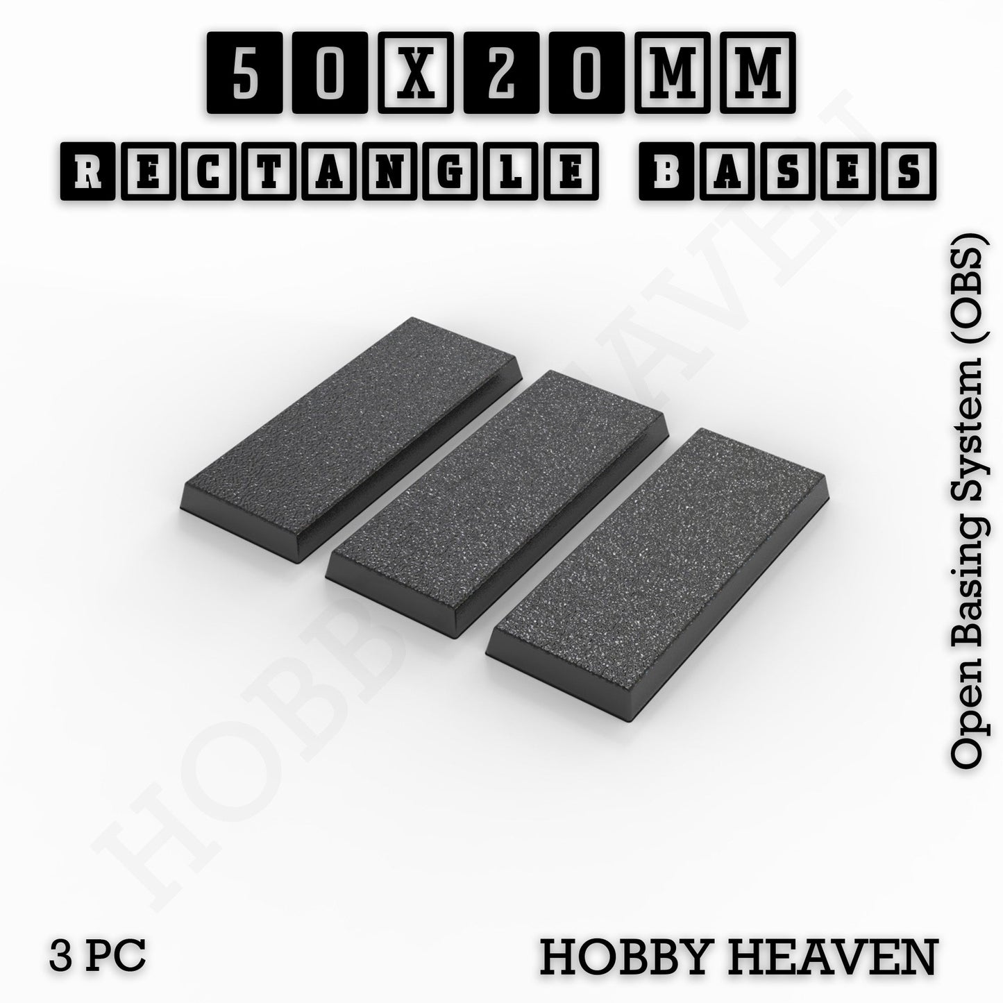 Rectangle Bases Small Sizes - 20x15mm to 75x25mm and up to 60x50mm Wide - 3D Print Tabletop Games