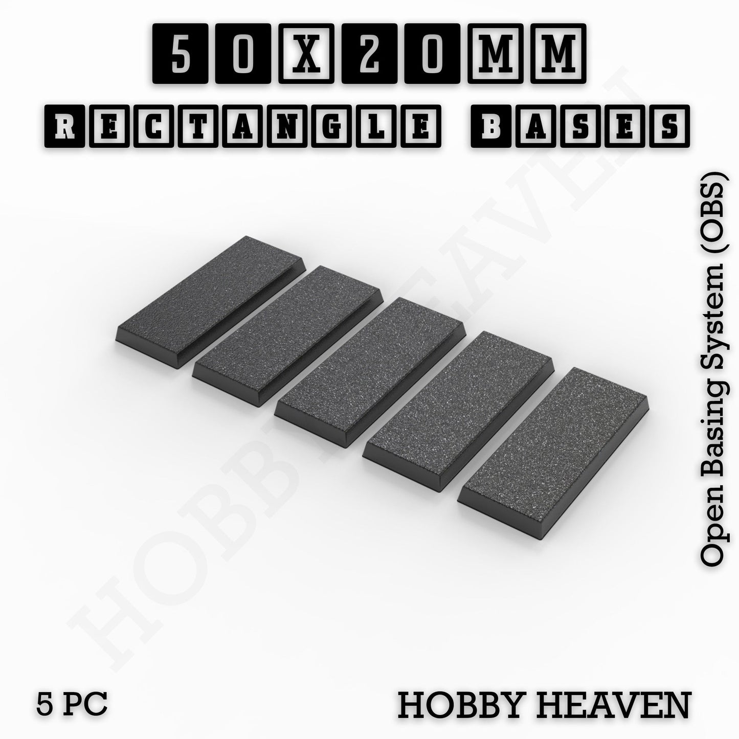Rectangle Bases Small Sizes - 20x15mm to 75x25mm and up to 60x50mm Wide - 3D Print Tabletop Games