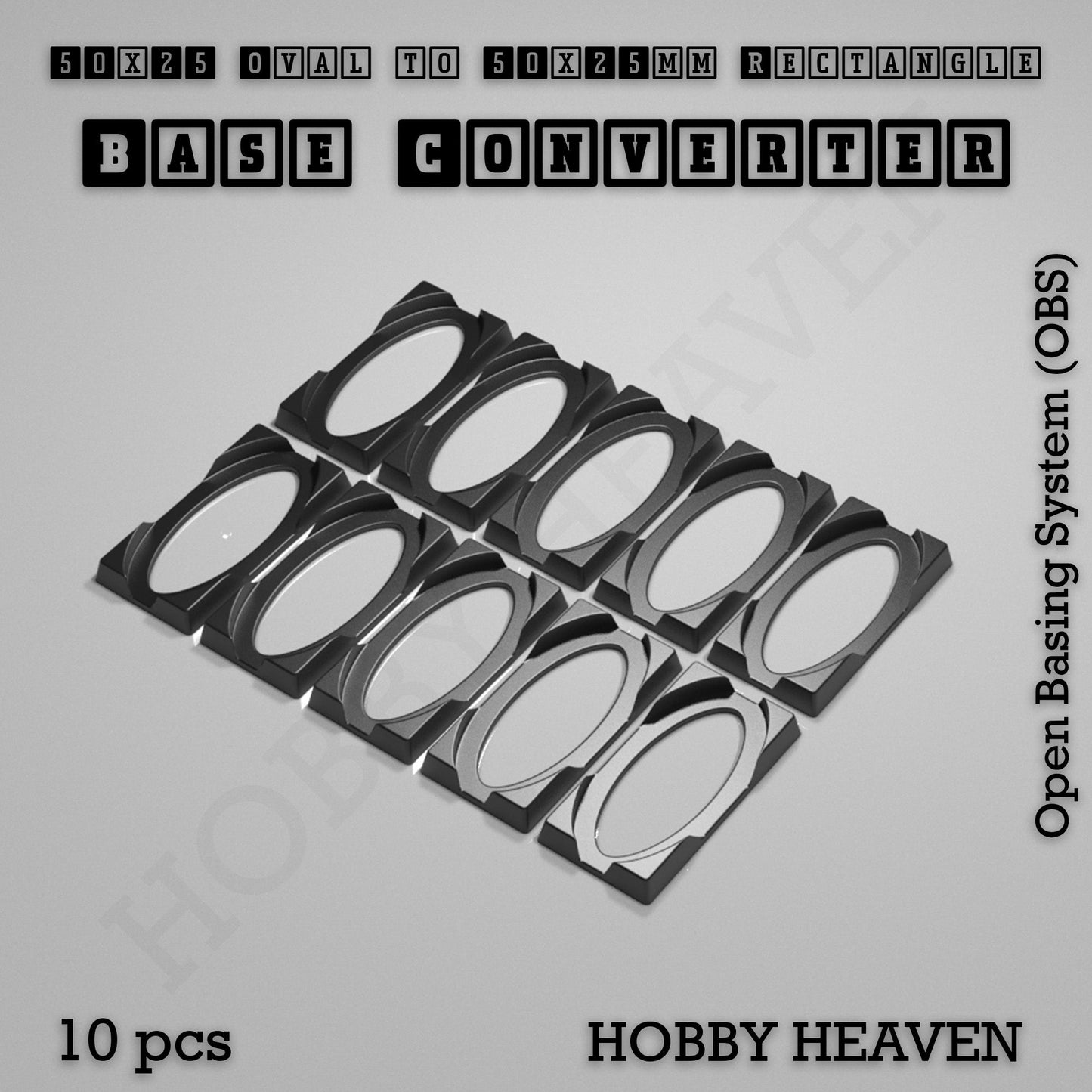 Oval to Rectangle Base Converters 3D Print Full Range