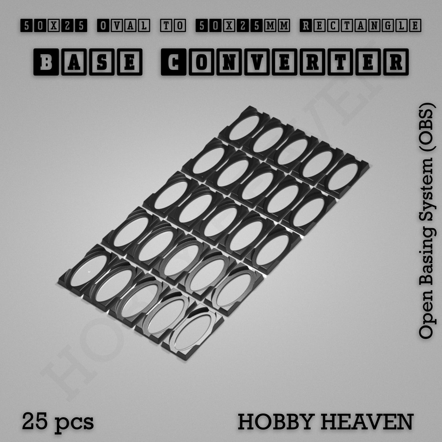 Oval to Rectangle Base Converters 3D Print Full Range