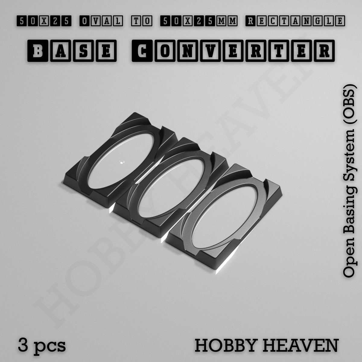 Oval to Rectangle Base Converters 3D Print Full Range