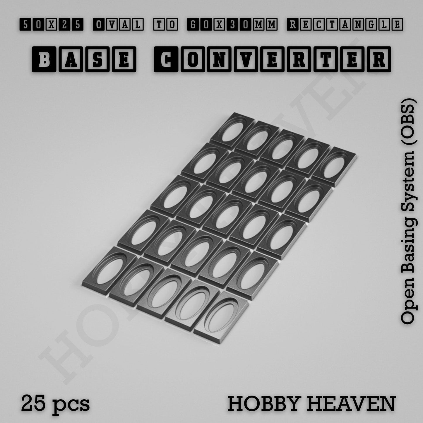 Oval to Rectangle Base Converters 3D Print Full Range