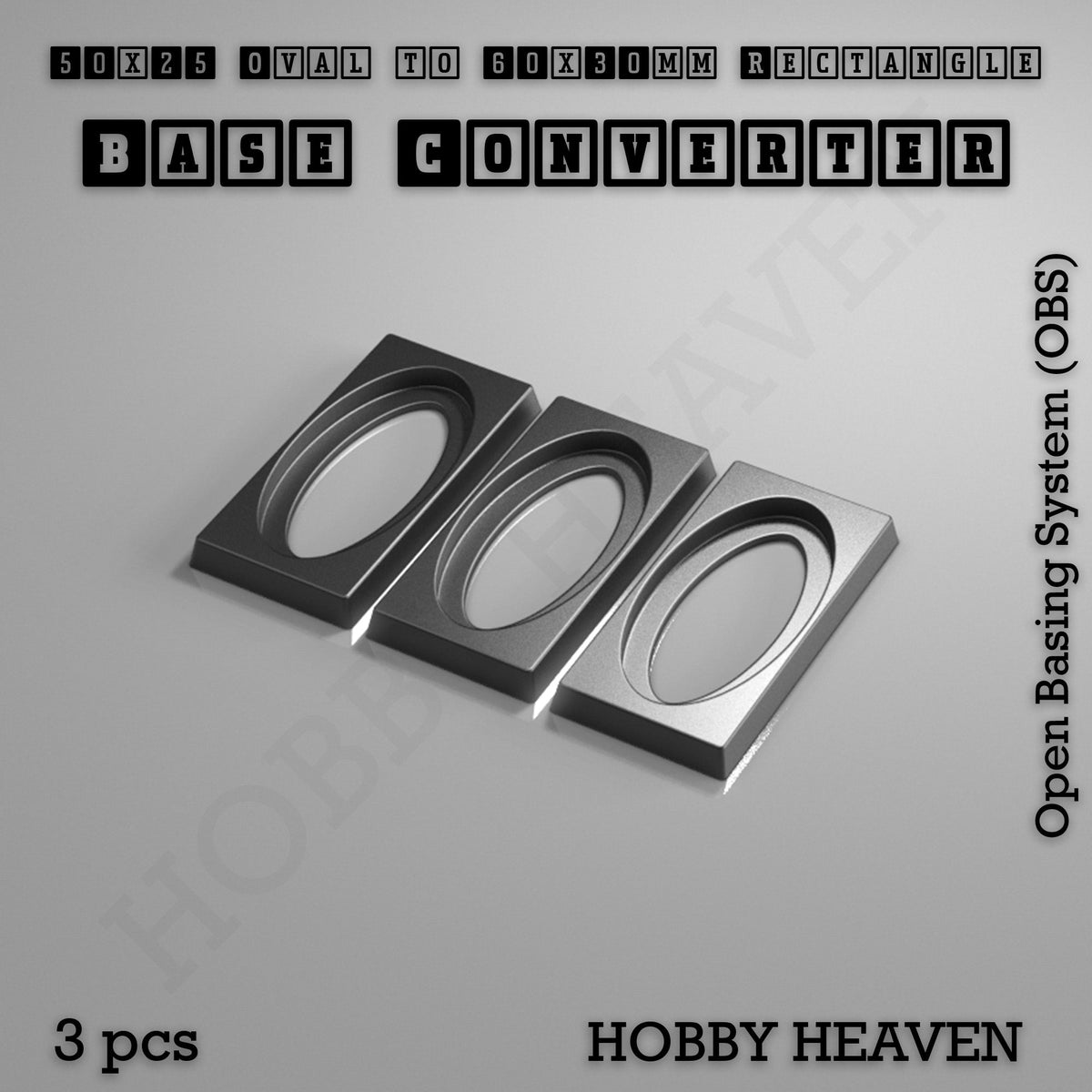 Oval to Rectangle Base Converters 3D Print Full Range