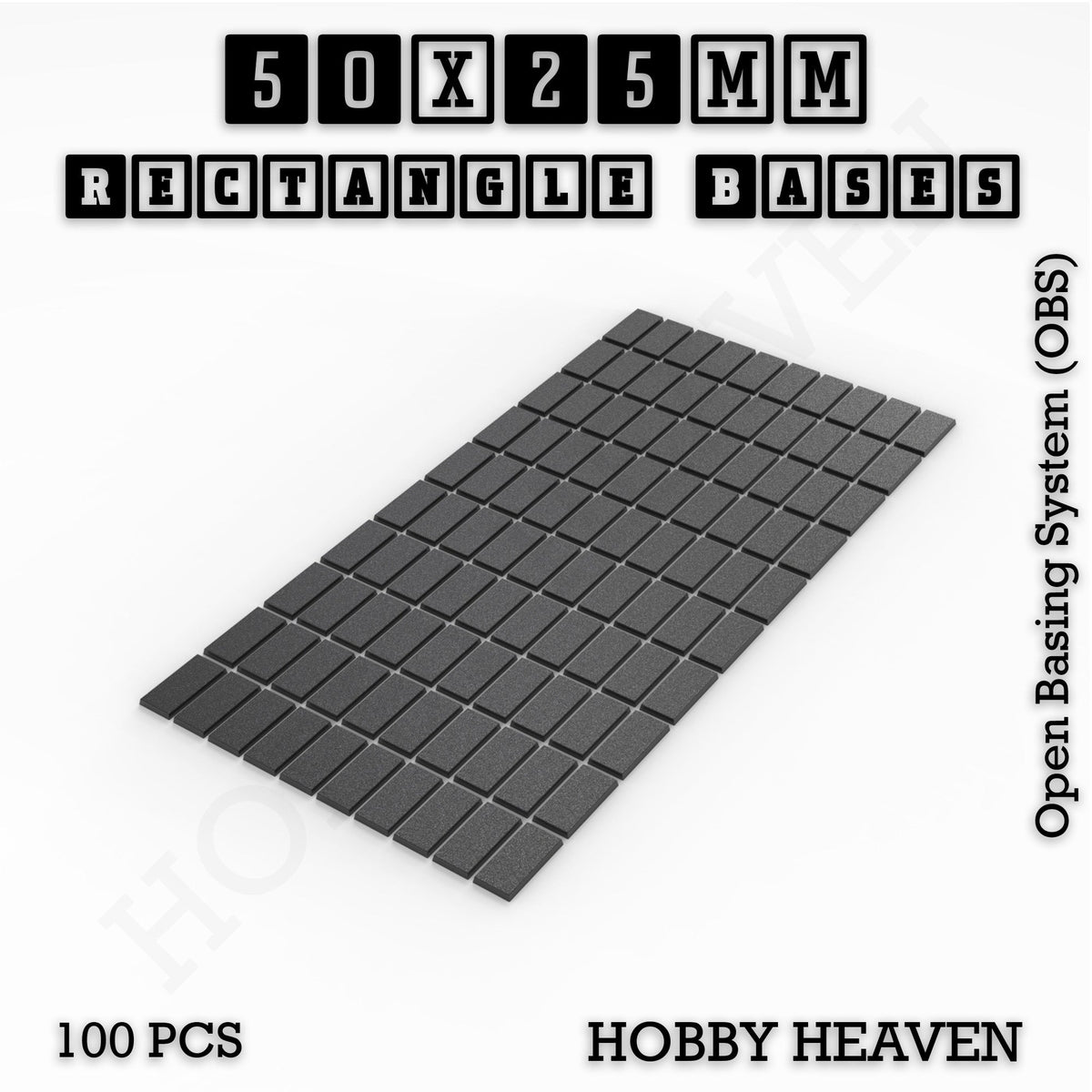 Rectangle Bases Small Sizes - 20x15mm to 75x25mm and up to 60x50mm Wide - 3D Print Tabletop Games