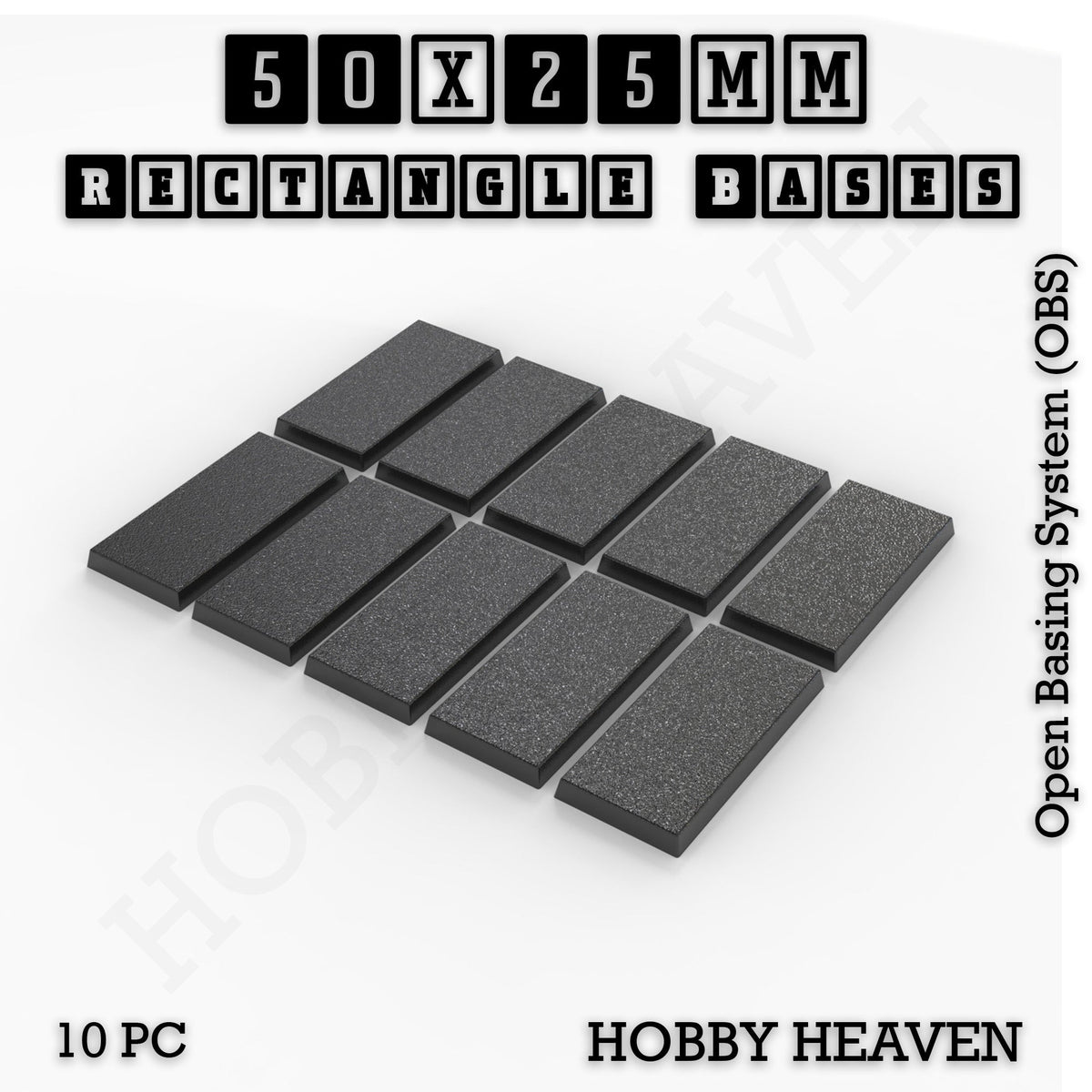 Rectangle Bases Small Sizes - 20x15mm to 75x25mm and up to 60x50mm Wide - 3D Print Tabletop Games