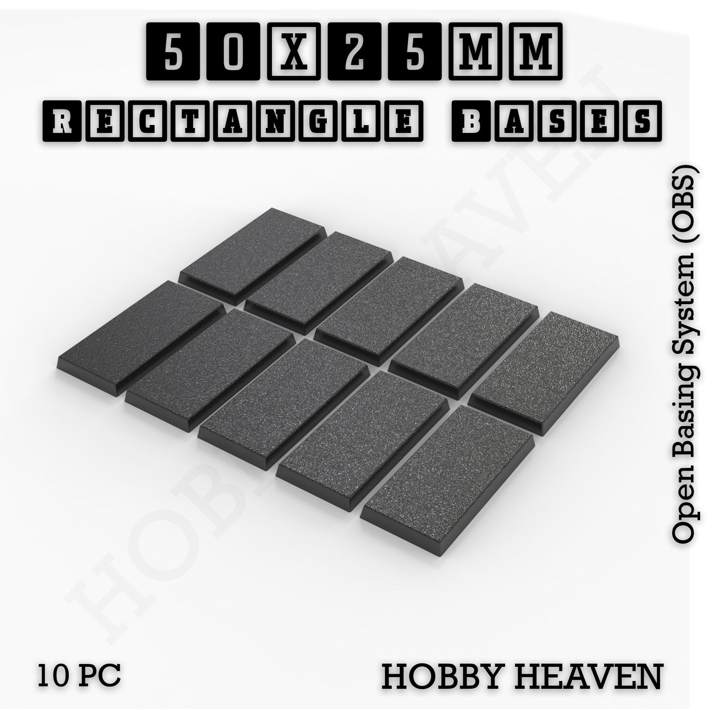 Rectangle Bases Medium Sizes - 75x30mm to 125x40mm and up to 100x90mm Wide - 3D Print Tabletop Games