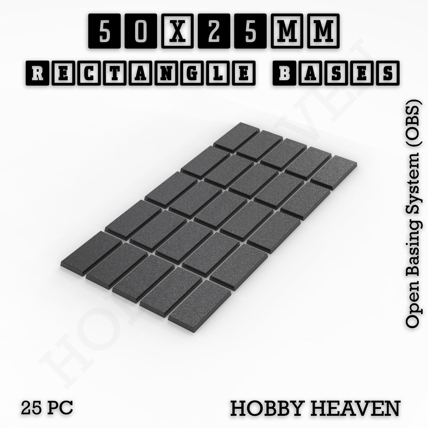 Rectangle Bases Small Sizes - 20x15mm to 75x25mm and up to 60x50mm Wide - 3D Print Tabletop Games
