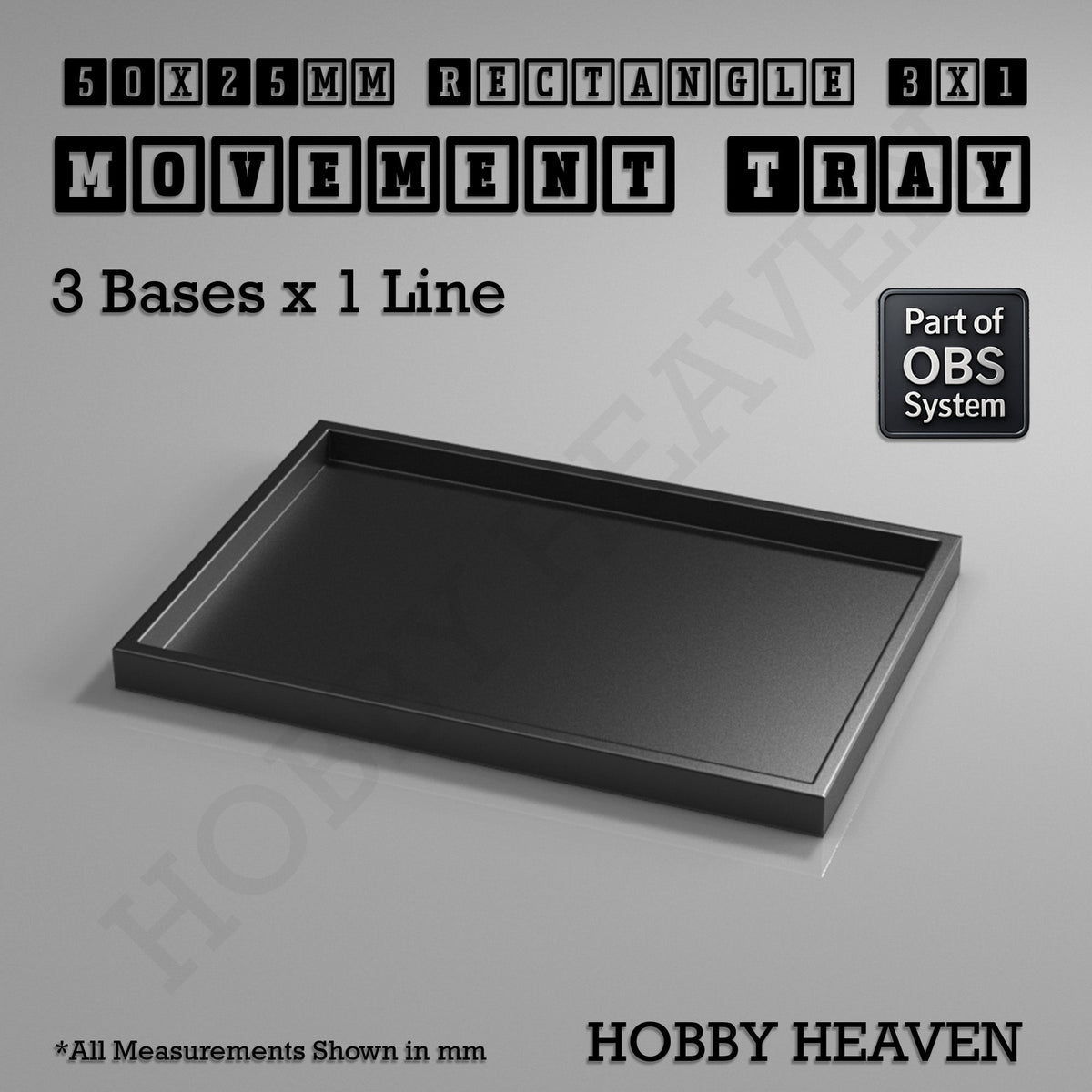 Rectangle Movement Trays | Cavalry & Monsters | 50×25-100×60mm | OBS System