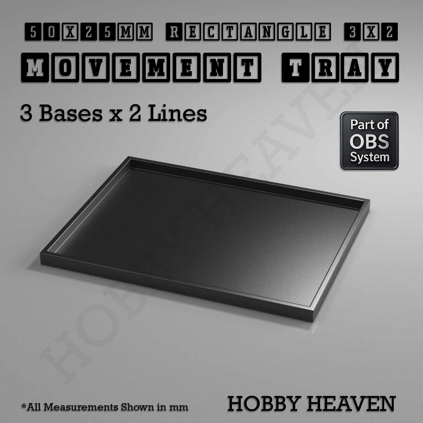 Rectangle Movement Trays | Cavalry & Monsters | 50×25-100×60mm | OBS System