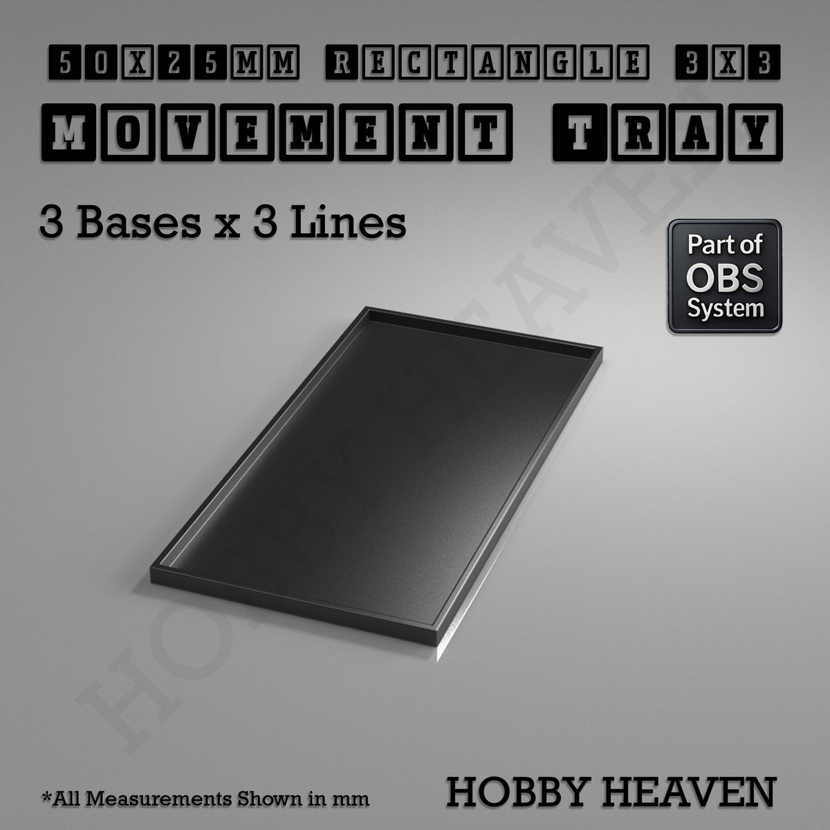 Rectangle Movement Trays | Cavalry & Monsters | 50×25-100×60mm | OBS System
