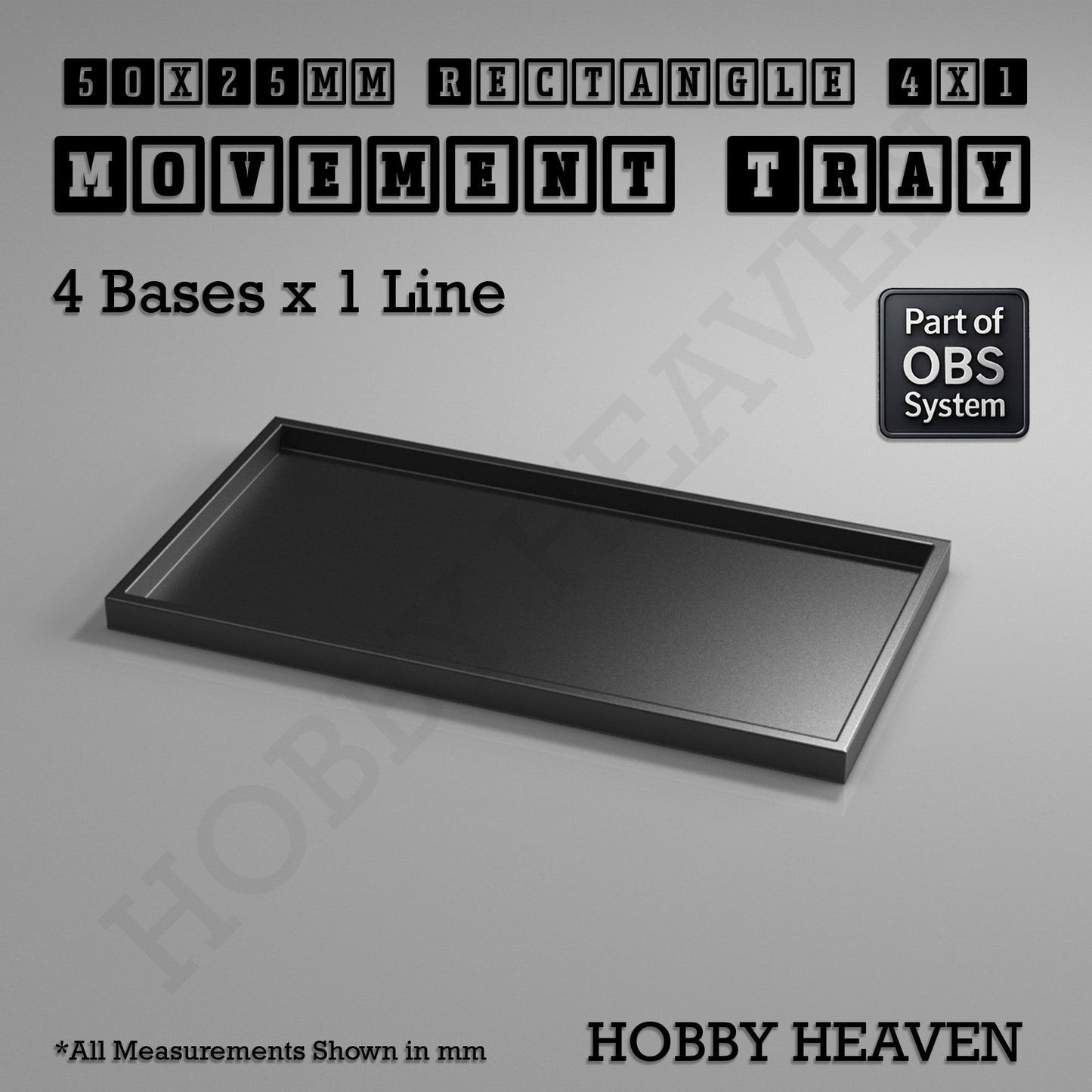 Rectangle Movement Trays | Cavalry & Monsters | 50×25-100×60mm | OBS System