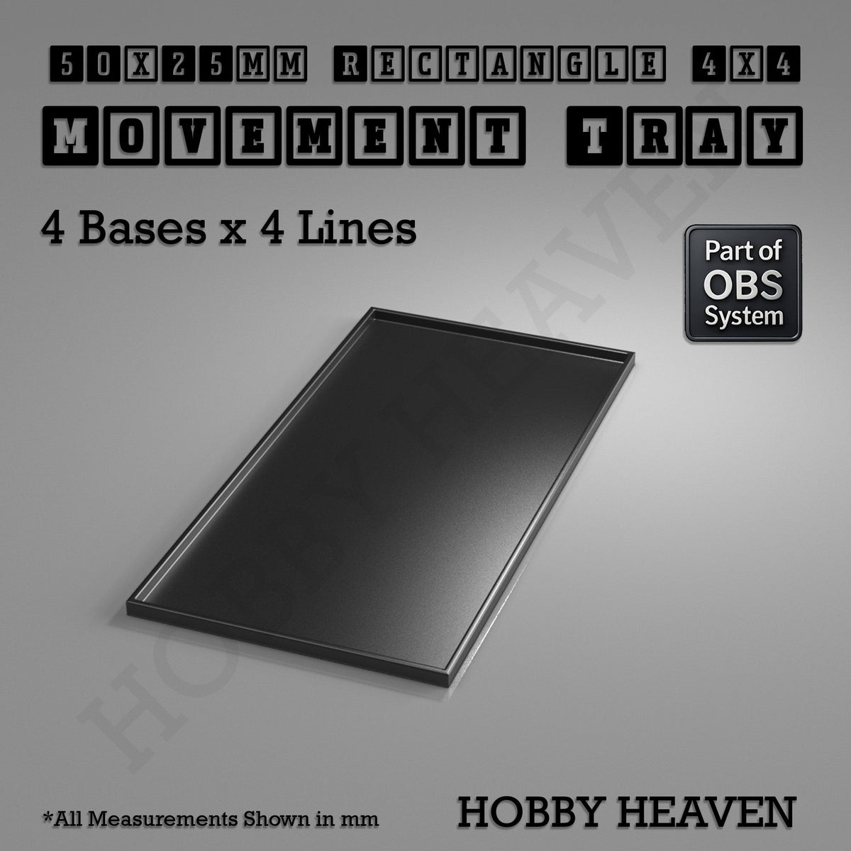 Rectangle Movement Trays | Cavalry & Monsters | 50×25-100×60mm | OBS System