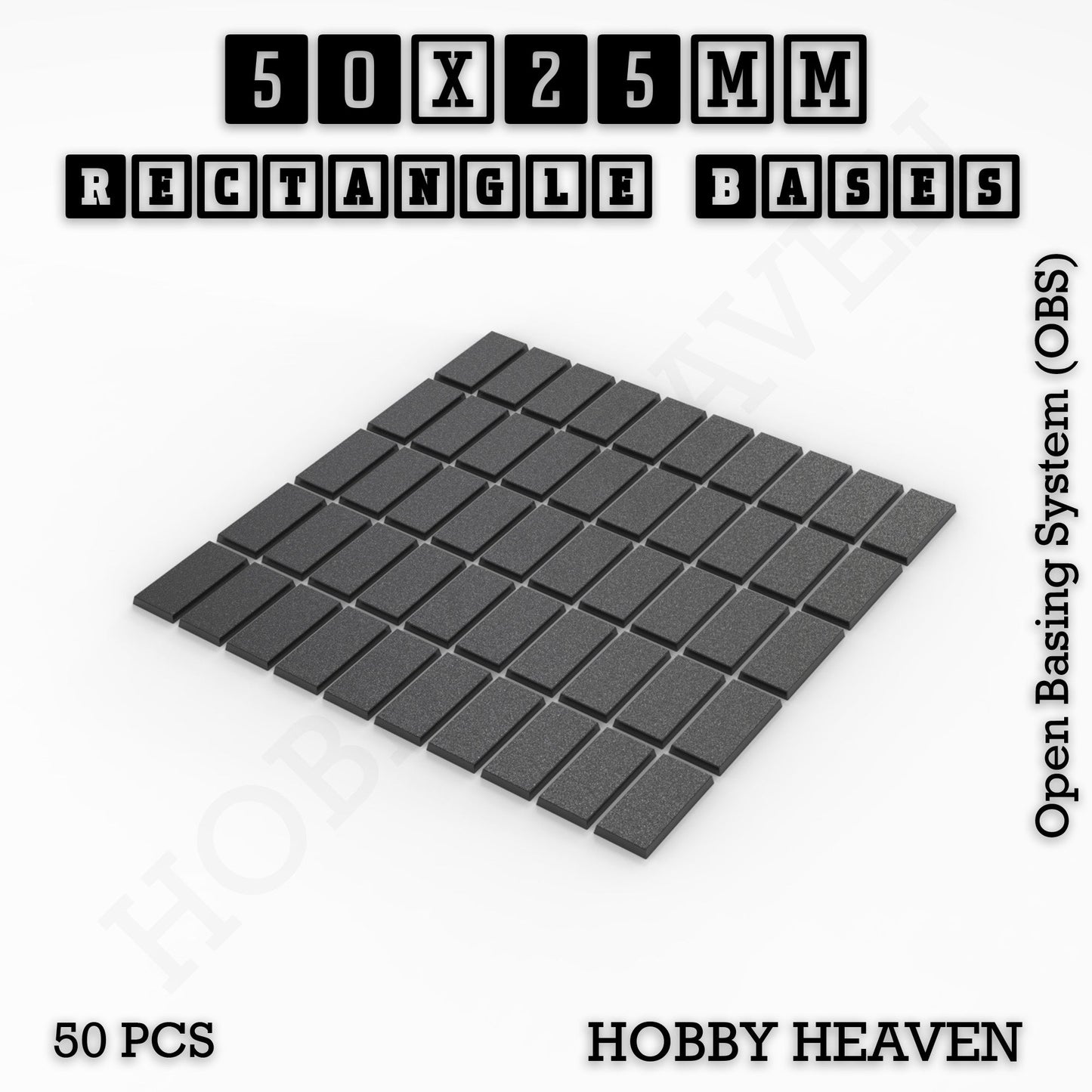 Rectangle Bases Small Sizes - 20x15mm to 75x25mm and up to 60x50mm Wide - 3D Print Tabletop Games