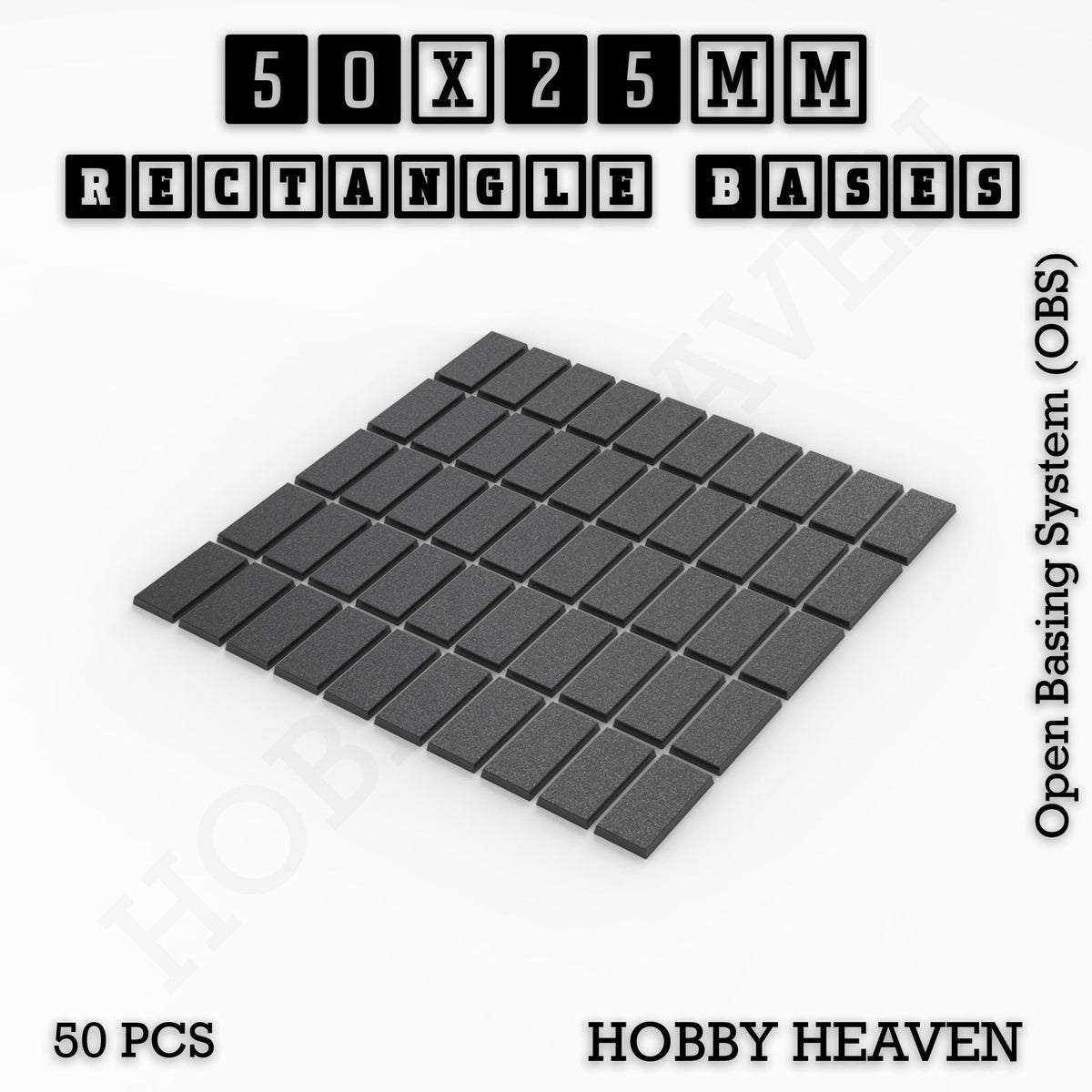 Rectangle Bases Medium Sizes - 75x30mm to 125x40mm and up to 100x90mm Wide - 3D Print Tabletop Games