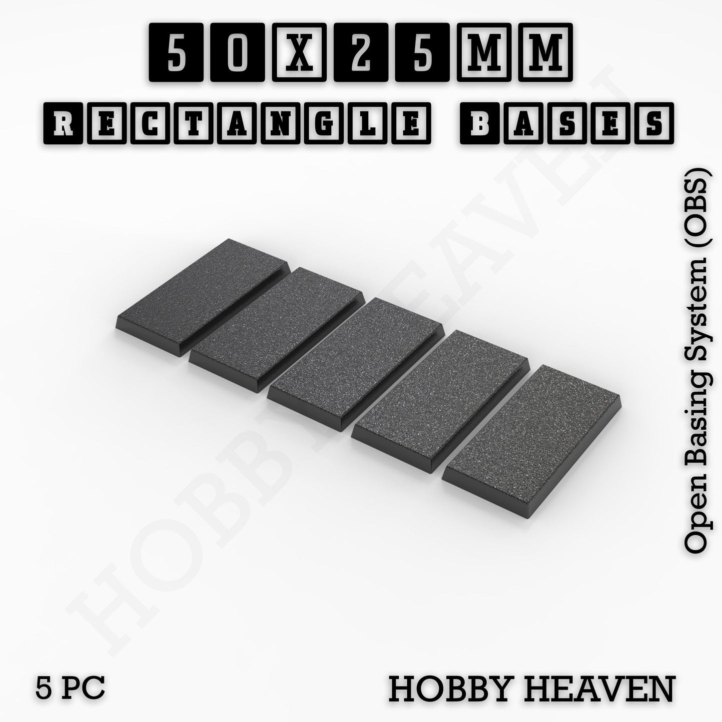 Rectangle Bases Small Sizes - 20x15mm to 75x25mm and up to 60x50mm Wide - 3D Print Tabletop Games
