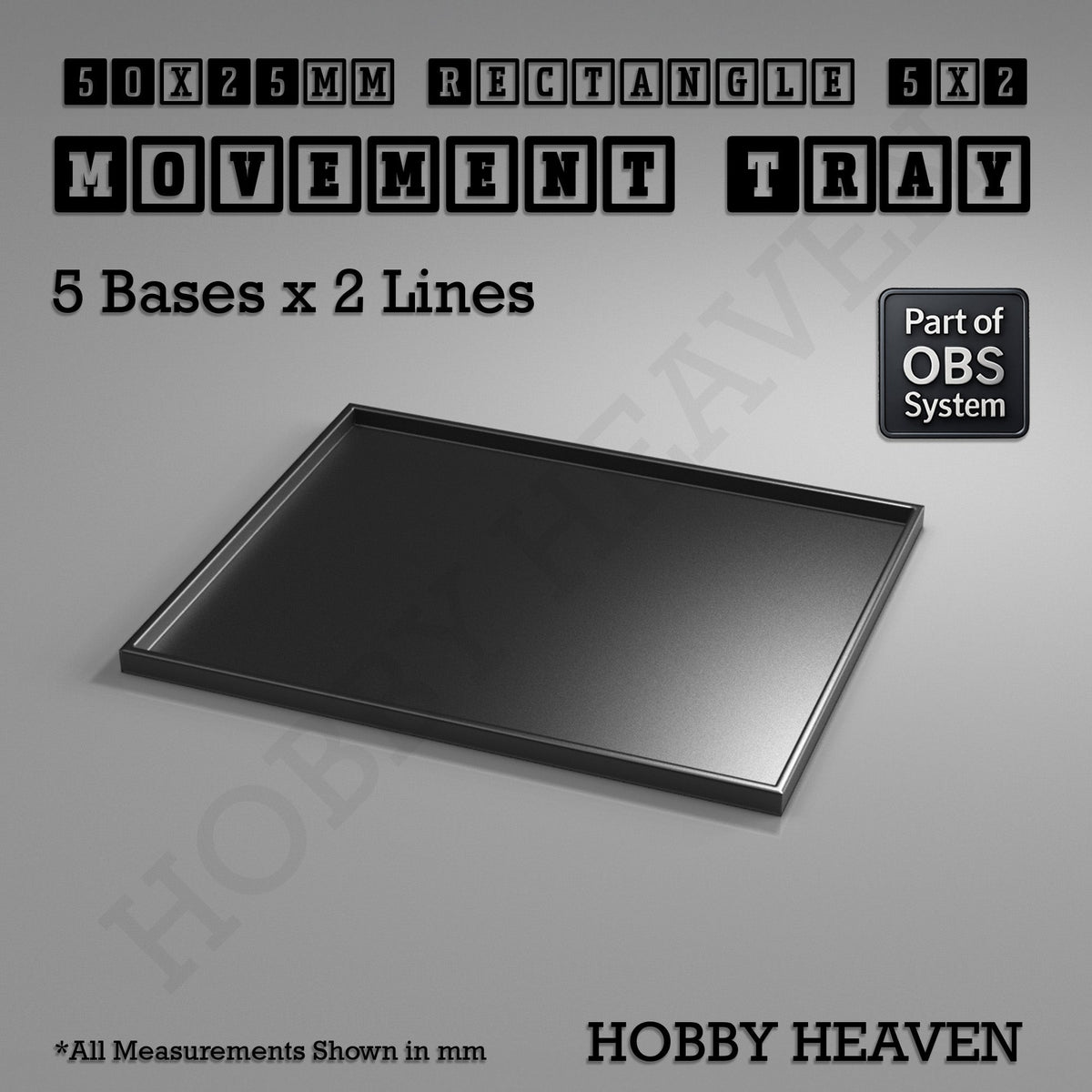 Rectangle Movement Trays | Cavalry & Monsters | 50×25-100×60mm | OBS System